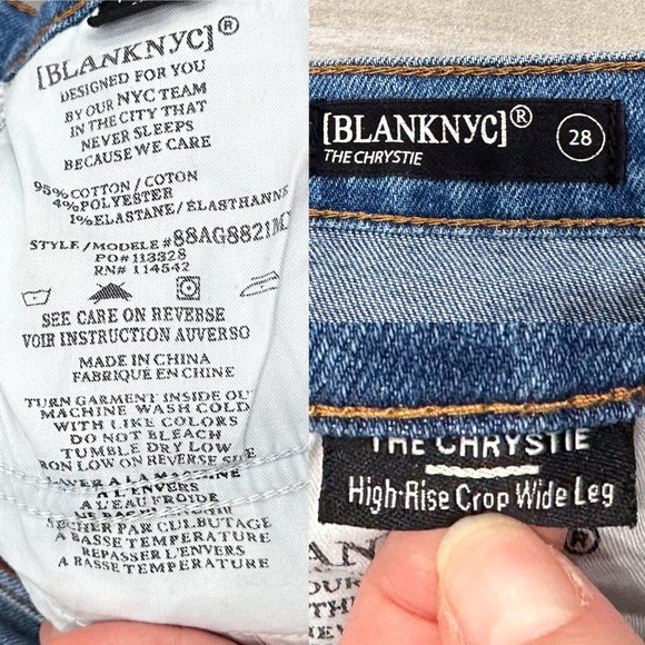 Blank NYC The Chrystie High-Rise Crop Wide Leg Denim Jeans in Wall Street Sz 28 - Picture 4 of 15